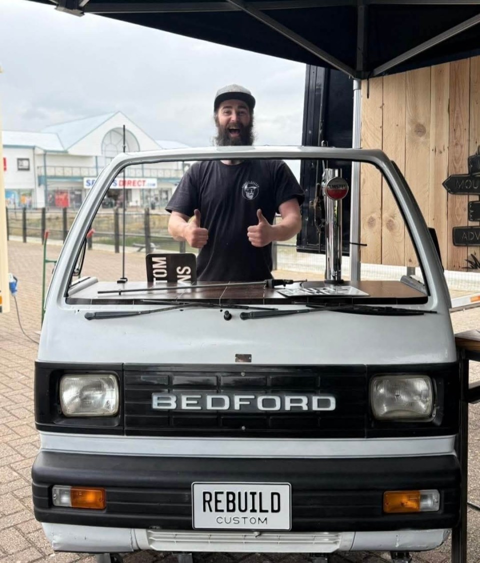 The Bedford Rascal bar set up in the Rebuild Custom workshop