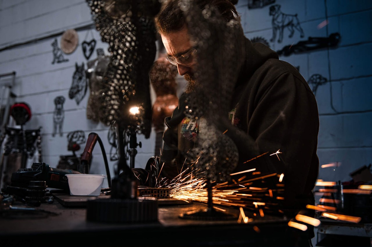 Metalwork being fabricated in the Rebuild Custom workshop