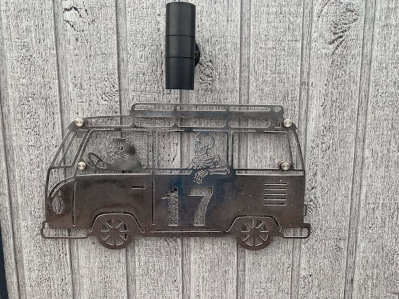 Commissioned campervan lodge sign cut from steel