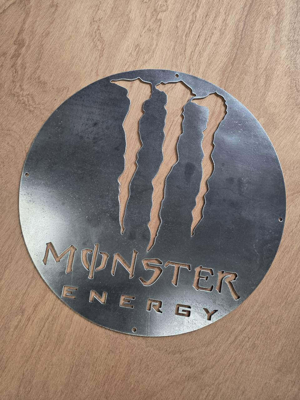 Round Monster Energy inspired steel commission