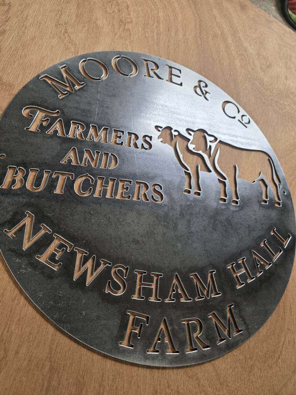 Finished Moore and Co Newsham Hall Farm steel commission