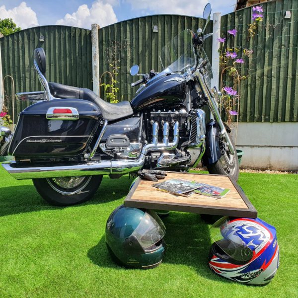 Low Sitting Motorcycle Helmet Coffee Table