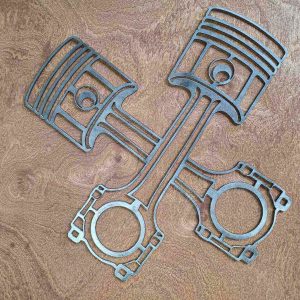 Crossed Pistons Engine Metal Wall Art