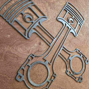 Crossed Pistons Engine Metal Wall Art