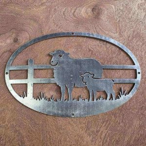 Sheep and Lamb Countryside Metal Wall Art