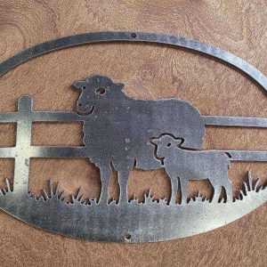 Sheep and Lamb Countryside Metal Wall Art