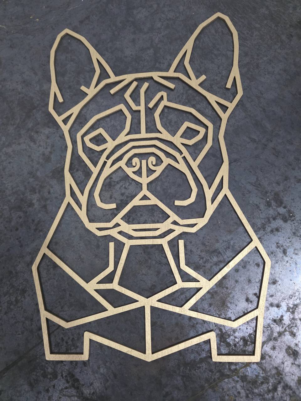 French Bulldog Head Wooden Dog Silhouette