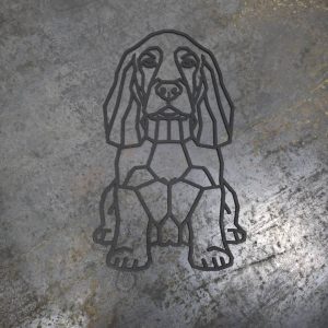 Front-Facing Spaniel Wooden Dog Silhouette