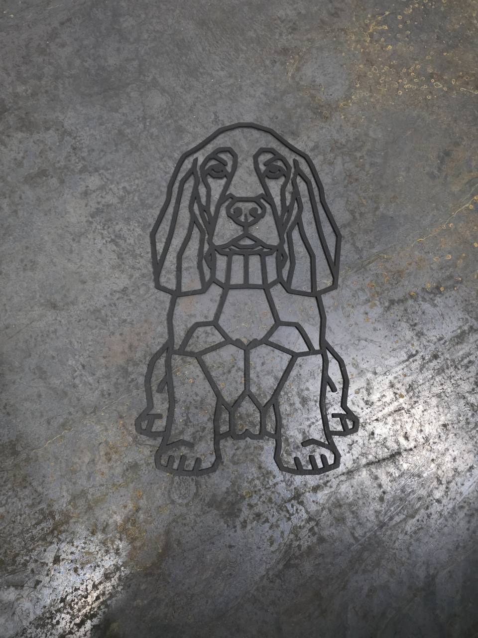 Front-Facing Spaniel Wooden Dog Silhouette
