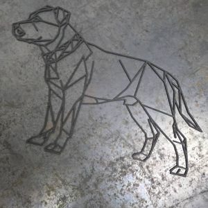 Staffordshire Bull Terrier Full-Body Wooden Dog Silhouette
