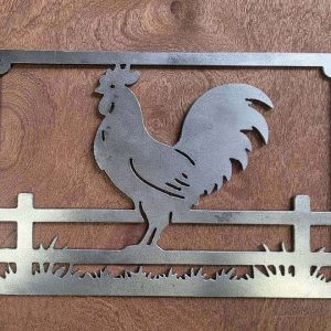 Chicken on a Fence Metal Wall Art