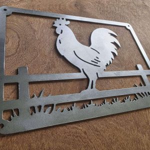 Chicken on a Fence Metal Wall Art