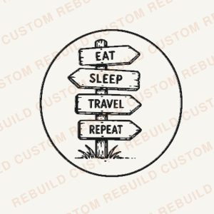 Eat – Sleep – Travel – Repeat – Engraved Wooden Coaster