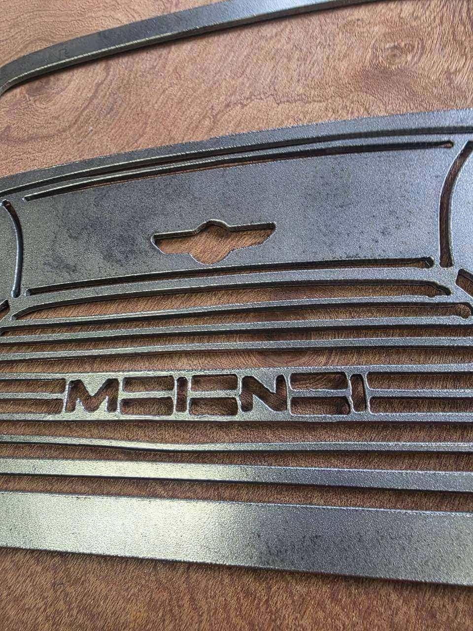 Classic Mini front-end raw steel metal wall art – alternative product view