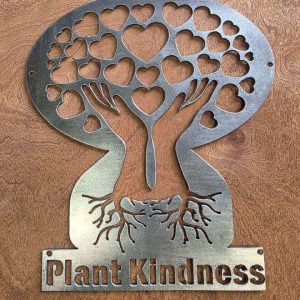 Plant Kindness Tree of Hearts Metal Sign