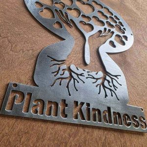 Plant Kindness Tree of Hearts Metal Sign