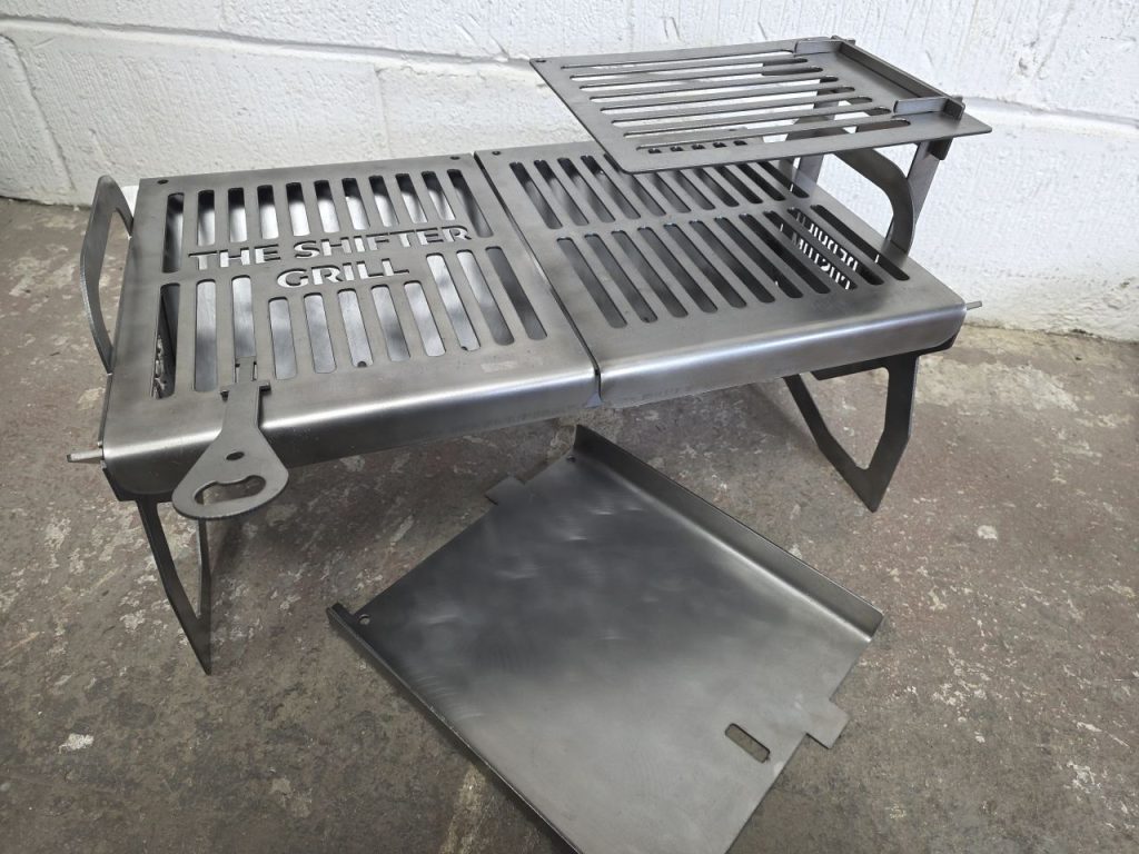 Shifter flat-pack steel barbecue grill handmade by Rebuild Custom
